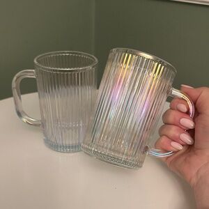 Elegant Clear Iridescent Glass Mug - set of 2